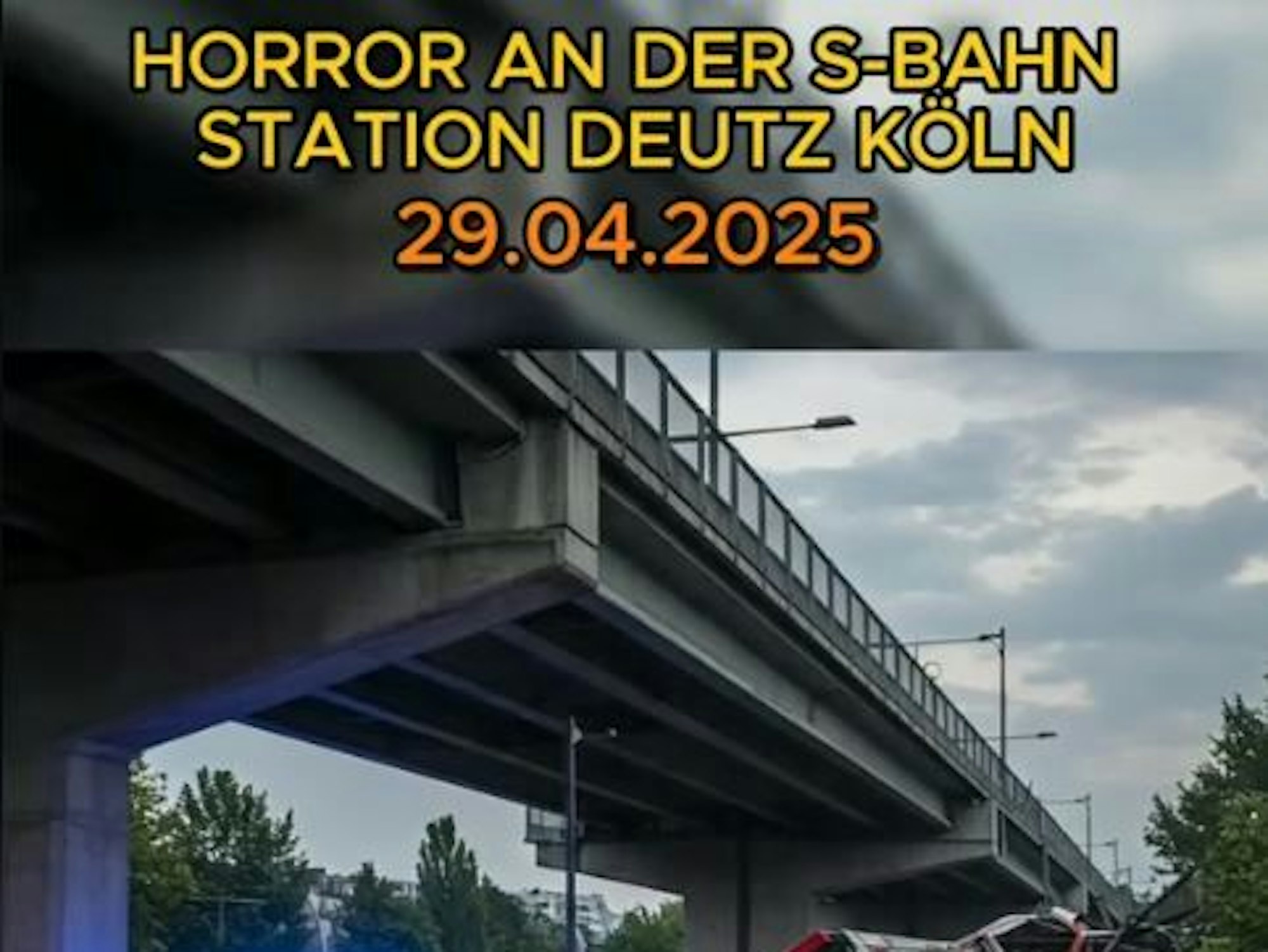 Ein Screenshot aus dem Video, das bei TikTok kursiert. Es zeigt Szenen von einem angeblichen Unfalldrama in Köln-Deutz.