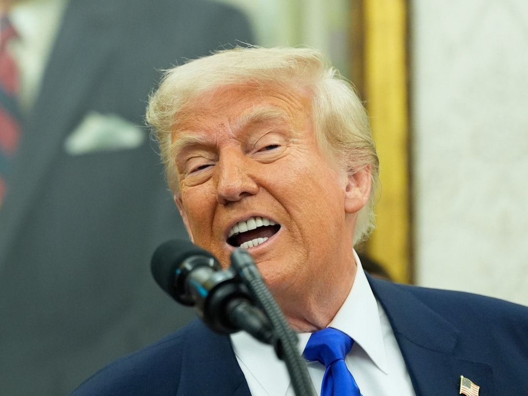 US-Präsident Donald Trump spricht während einer Veranstaltung zu den NFL Drafts 2027.