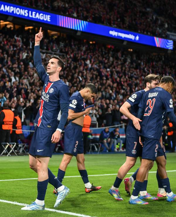 PSG-Profi Fabian Ruiz bejubelt seinen Treffer zur zwischenzeitlichen 1:0-Führung am Mittwoch (7. Mai 2025) im Halbfinale der Champions League gegen Arsenal.