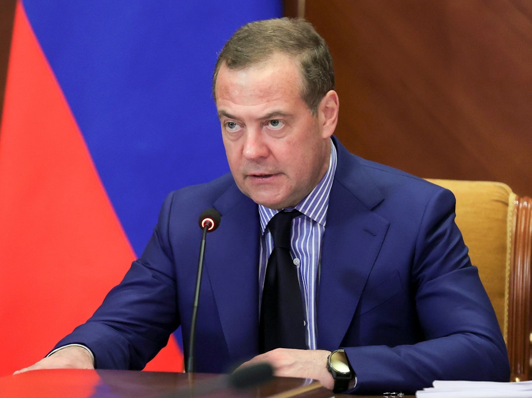 Der stellvertretende Vorsitzende des russischen Sicherheitsrates und Chef der Partei Geeintes Russland, Dmitri Medwedew