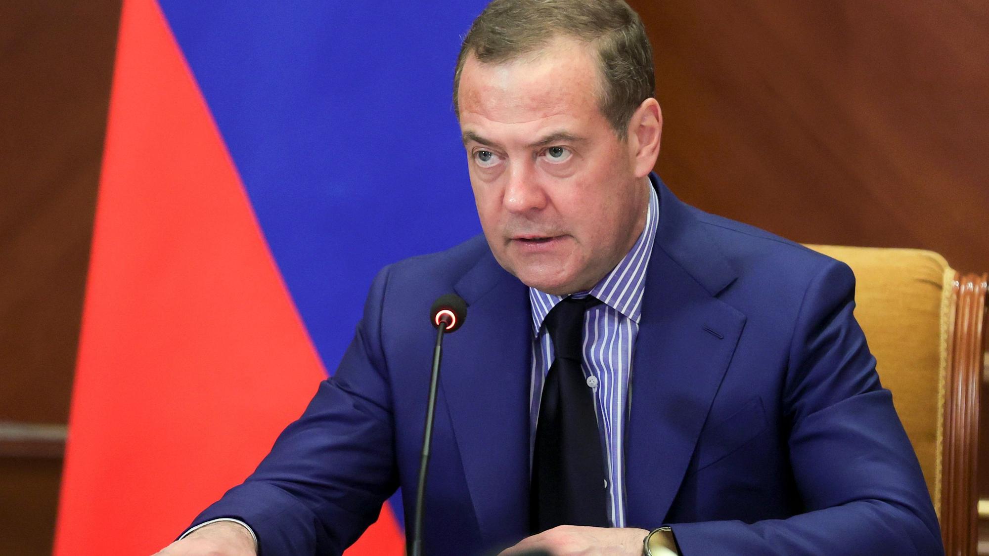 Der stellvertretende Vorsitzende des russischen Sicherheitsrates und Chef der Partei Geeintes Russland, Dmitri Medwedew