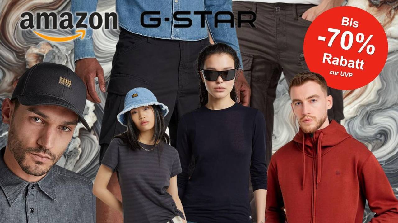 Auf dem Bild sind Models zu sehen, die G Star Mode gekonnt in Szene setzen.