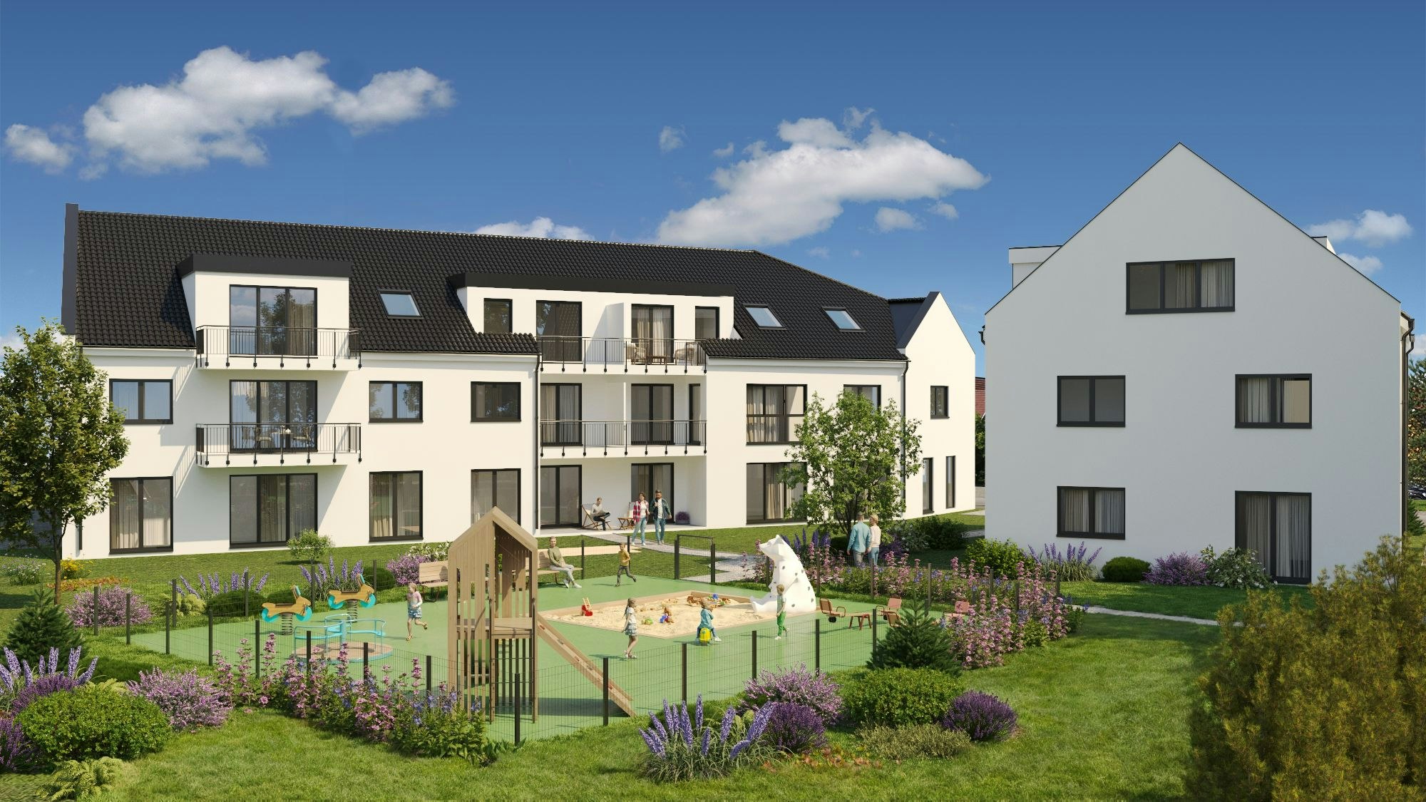 Rheinbergstraße 17 – 23: In Köln-Langel wohnen Sie angenehm ruhig mit viel Grün und in
direkter Rheinlage.