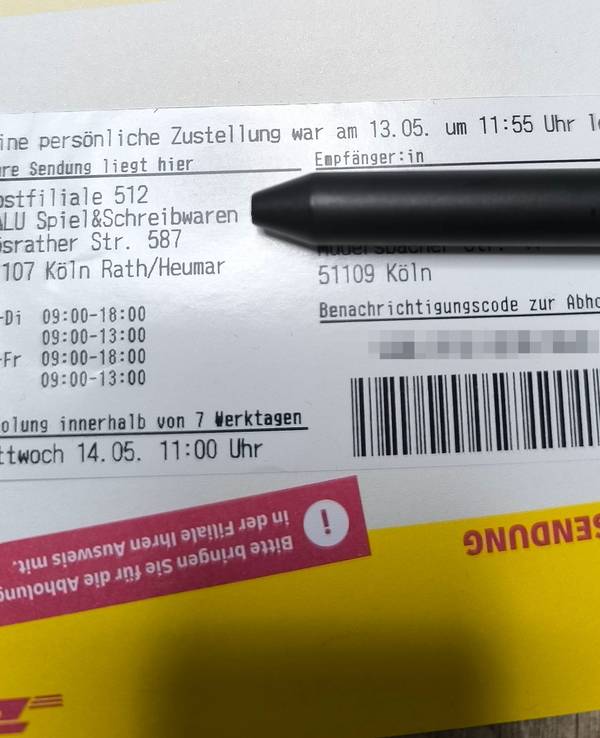 Eine DHL-Benachrichtigungskarte