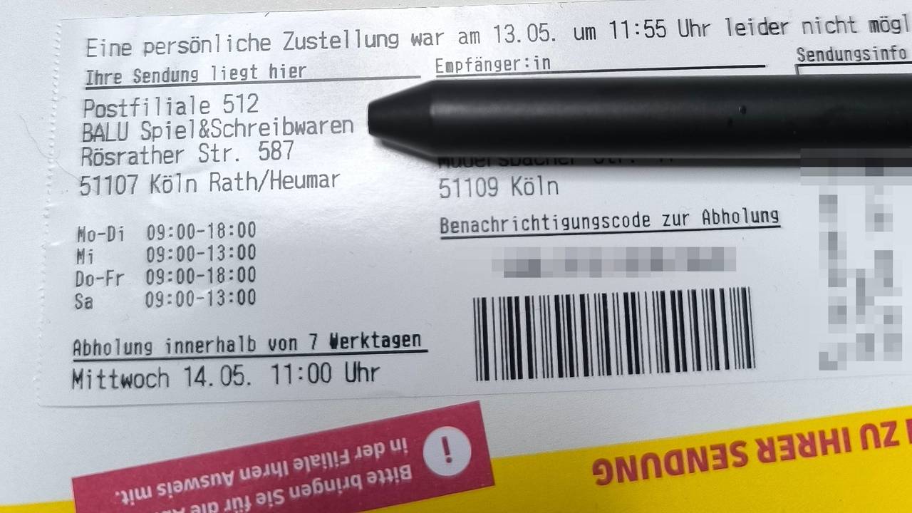 Eine DHL-Benachrichtigungskarte