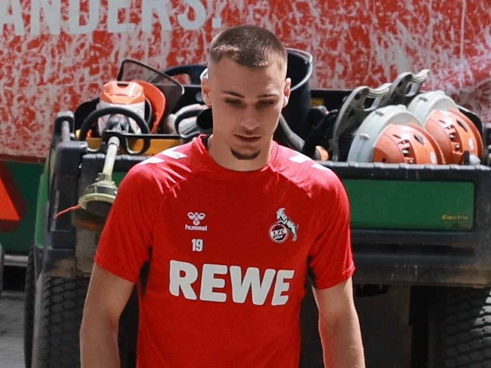 Tim Lemperle am 8. Mai 2025 beim Training des 1. FC Köln.