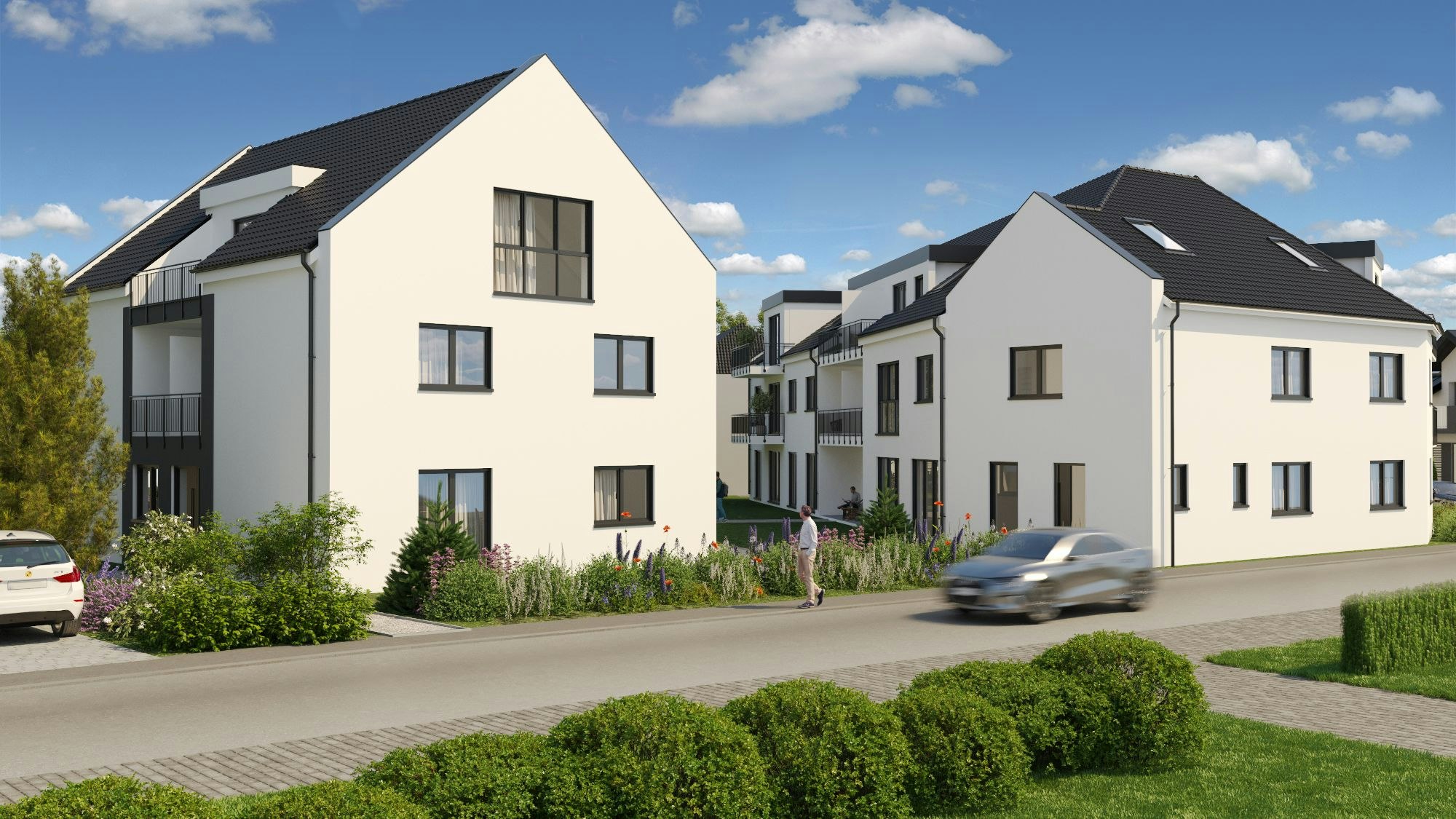 Neubau in Köln-Langel: Blick von der Straßenseite.