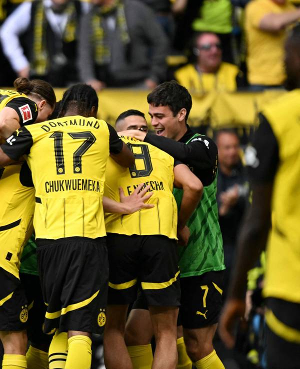 Die BVB-Profis jubeln.