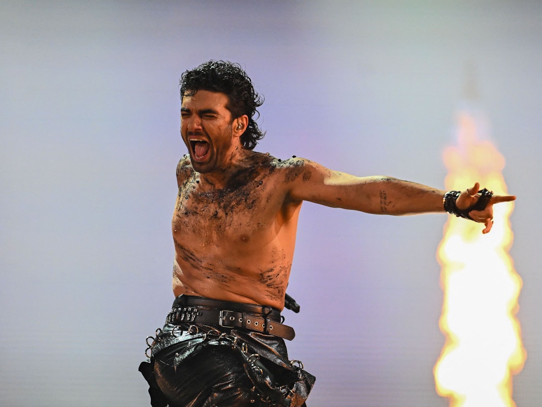 Der armenische Sänger Parg, der das Land mit dem Lied „Survivor“ vertritt, während der Generalprobe für das Finale des Eurovision Song Contest 2025 in Basel.