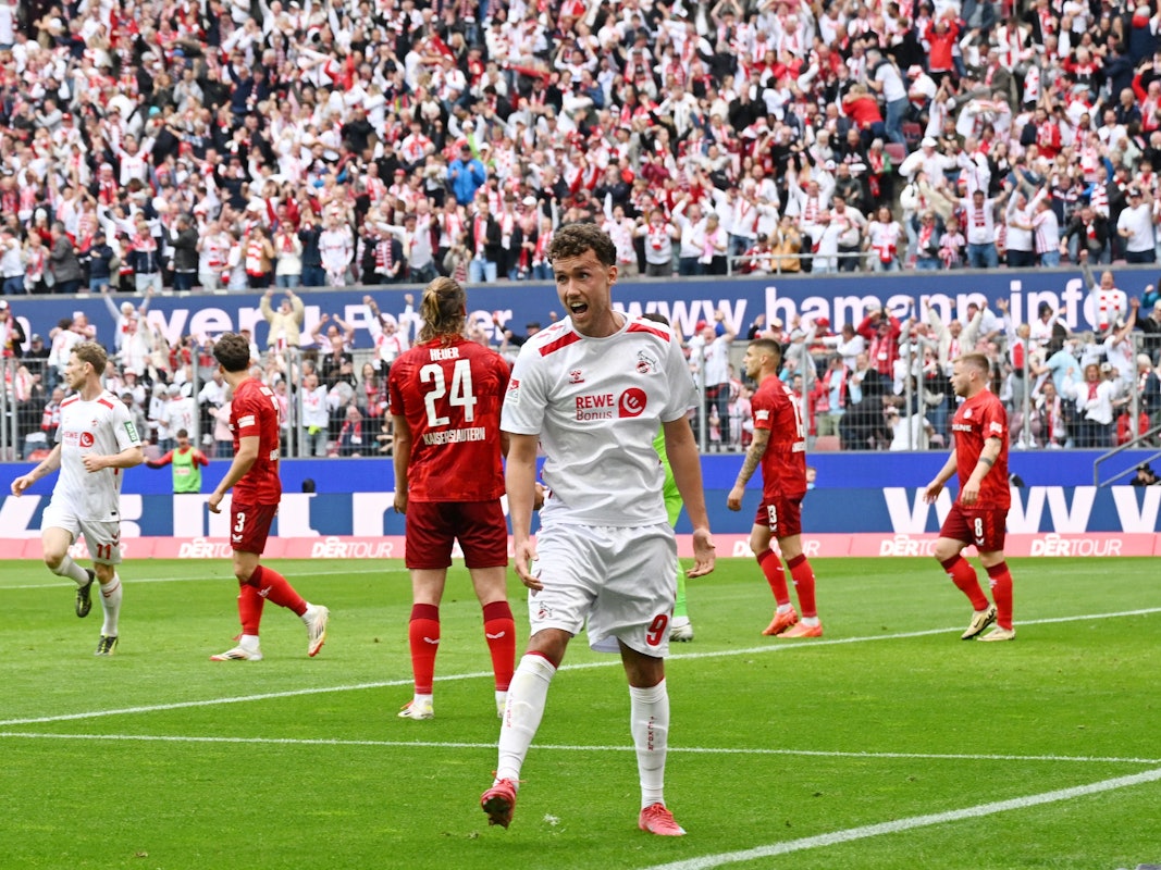 Kölns Luca Waldschmidt bejubelt sein Tor zum 2:0 gegen Kaiserslautern.