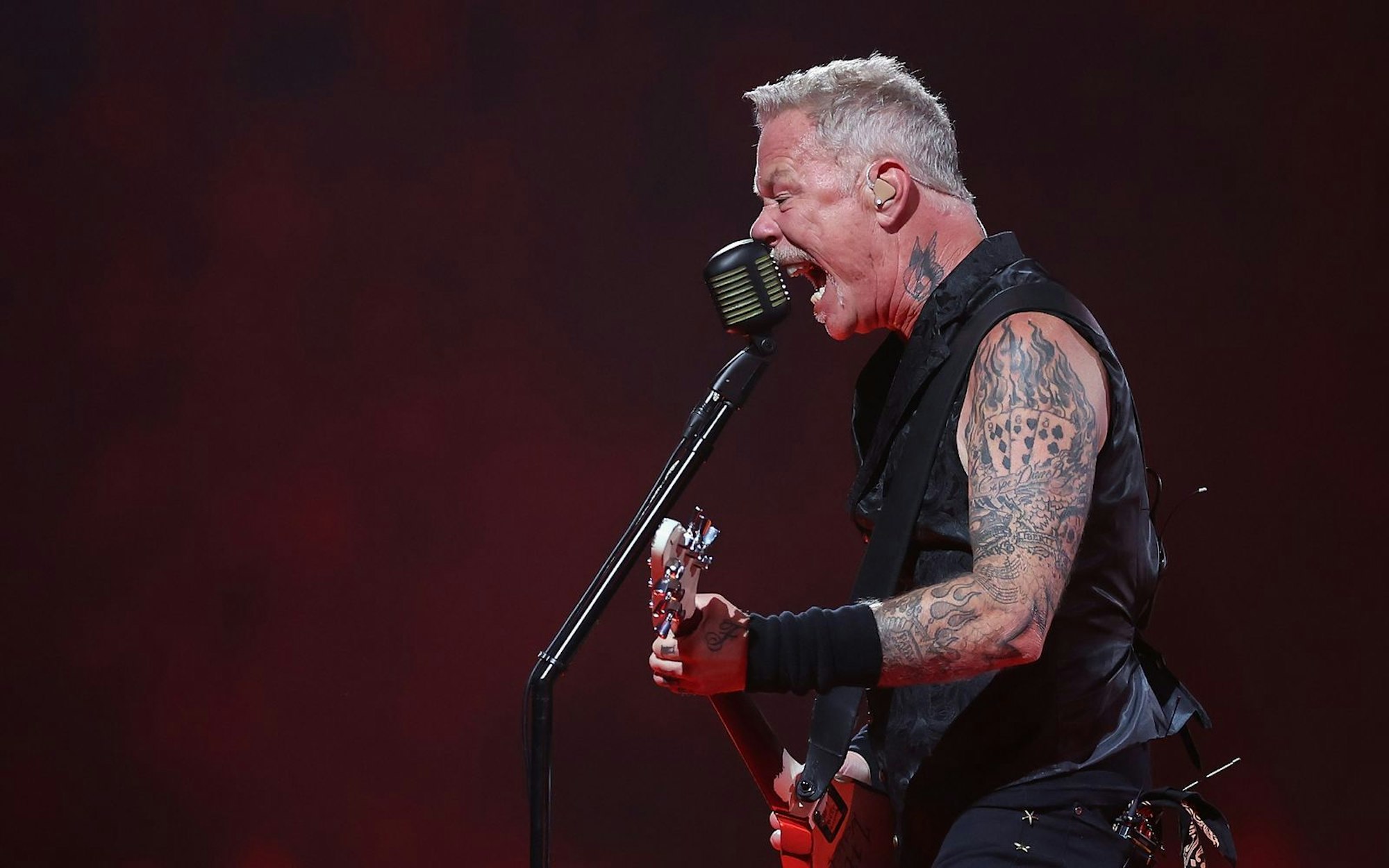 James Hetfield und seine Metallica-Kollegen stehen 2026 erneut in Deutschland auf der Bühne. (Bild: 2023 Getty Images/Christian Petersen)