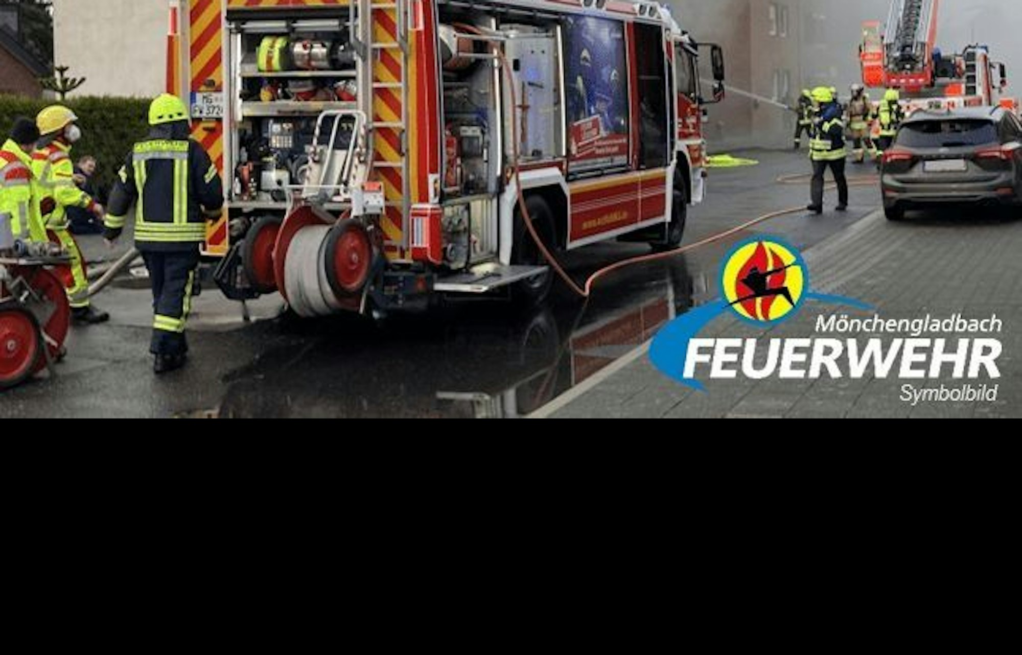 Logo der Feuerwehr Mönchengladbach zum Einsatz bei einem Wohnungsbrand in einem Mehrfamilienhaus in Odenkirchen