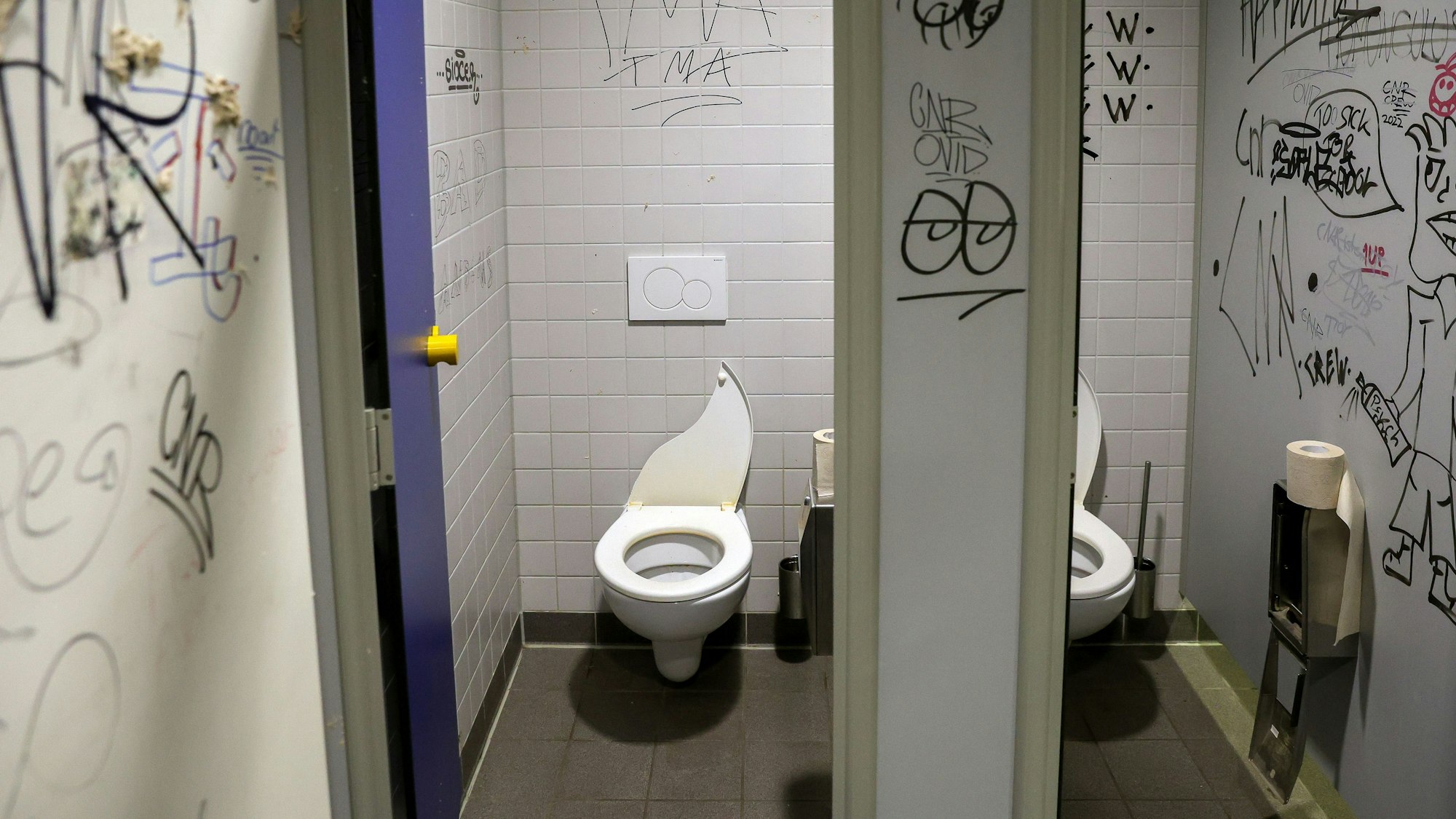 Das Foto zeigt eine Schultoilette