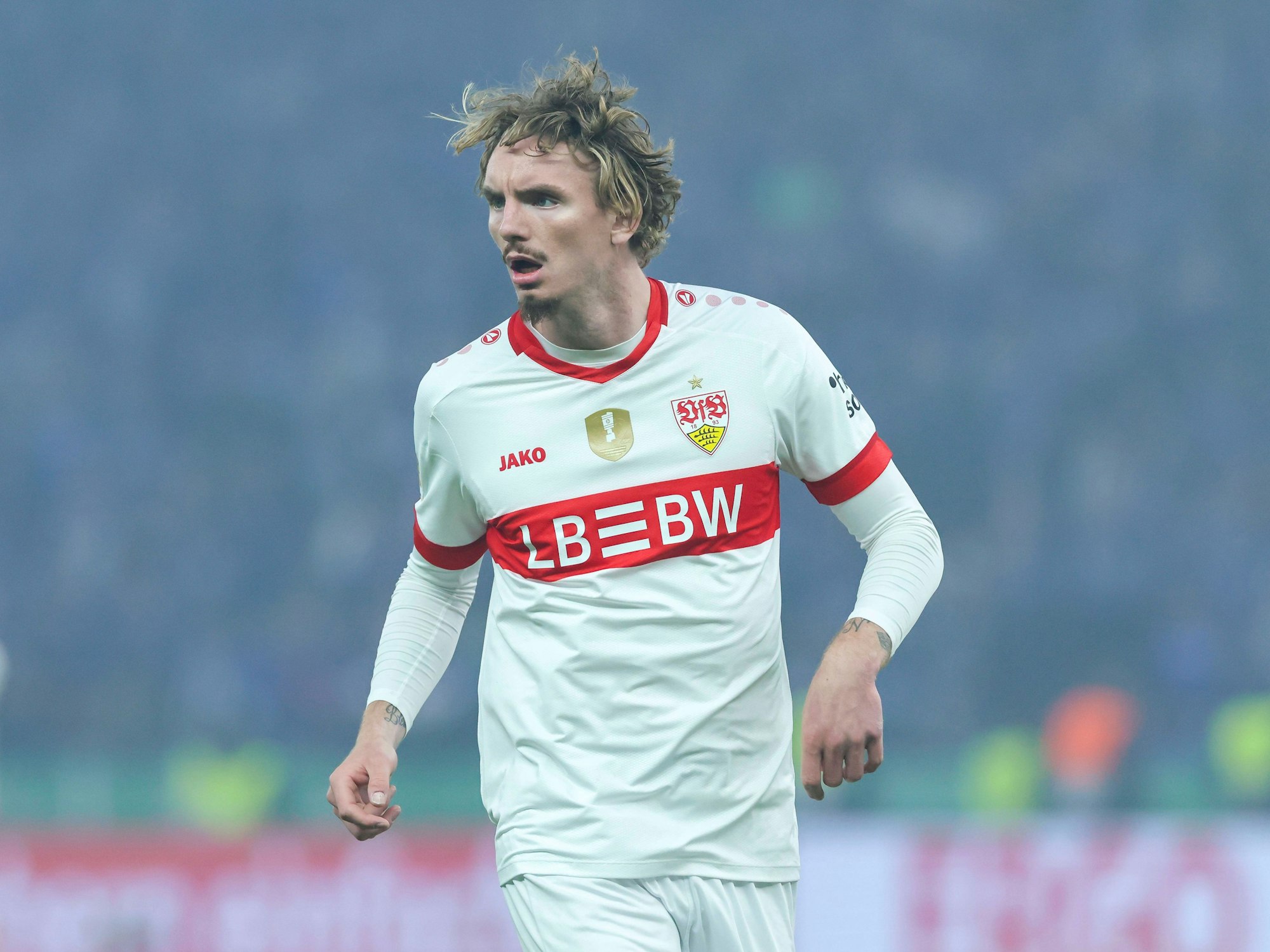 Stuttgart-Stürmer Nick Woltemade am 24. Mai 2025 im DFB-Pokalfinale gegen Arminia Bielefeld.