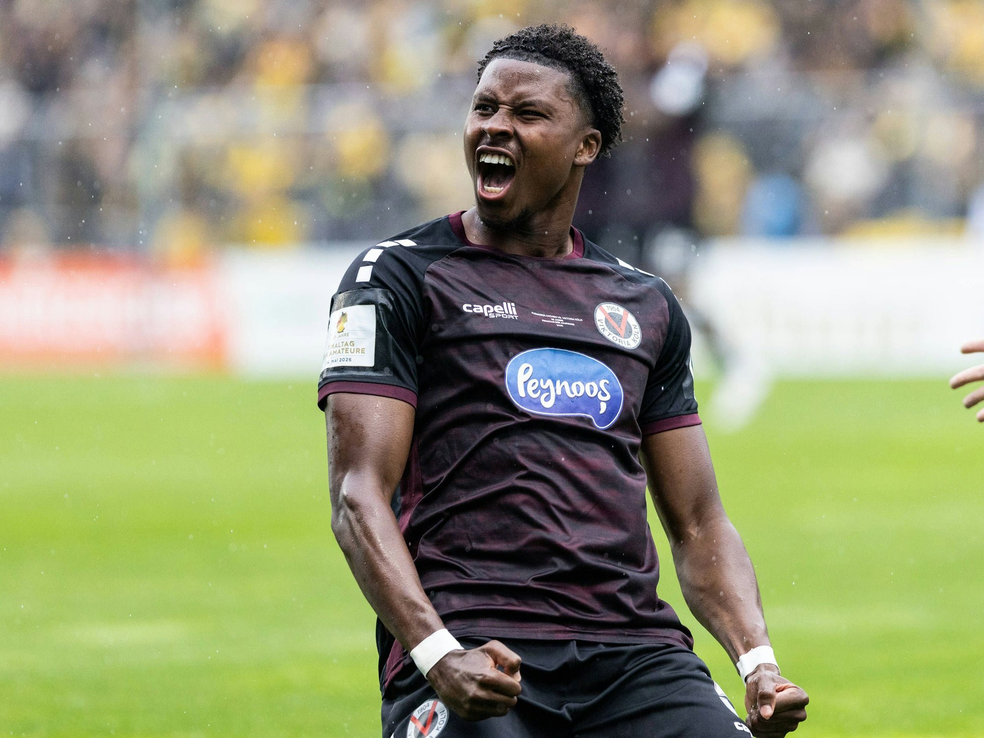 Viktoria Köln bejubelt das Tor, 2:2 durch Lopes Cabral.