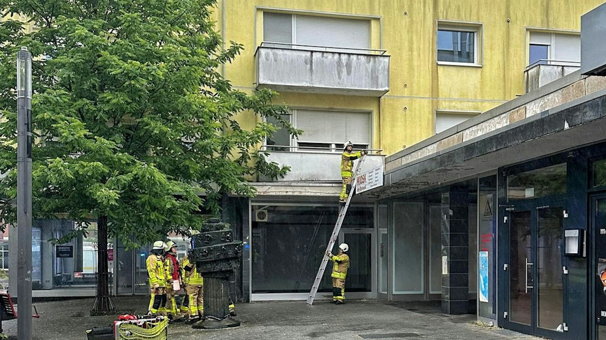 Feuerwehreinsatz in Grevenbroich: Einsatzkräfte befreien Bewohner aus dem verrauchten Wohnhaus nach einem Brand im Keller.