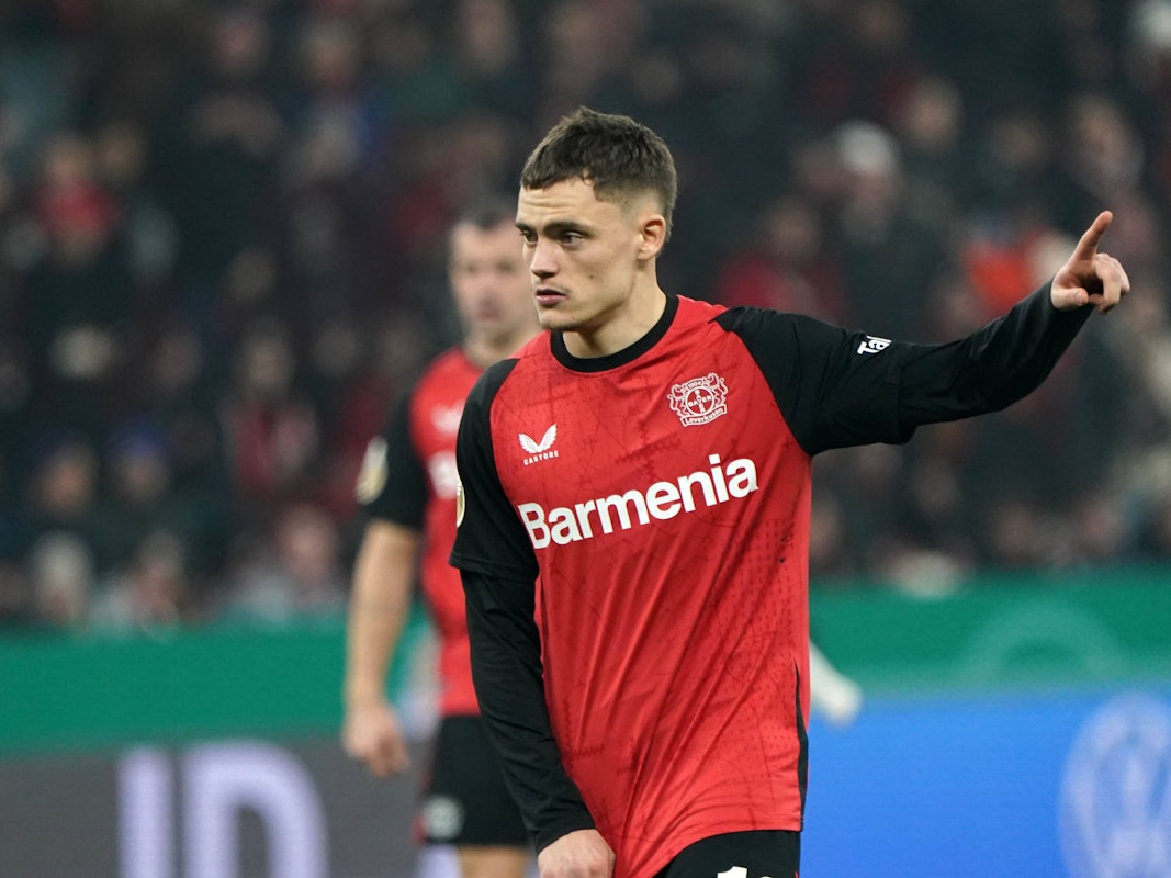 Florian Wirtz, hier am 5. Februar 2025 im Pokalspiel mit Bayer Leverkusen gegen den 1. FC Köln.
