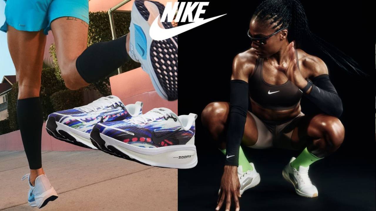 Mehrere Sportler mit Nike Sportkleidung und Nike Laufschuhen.