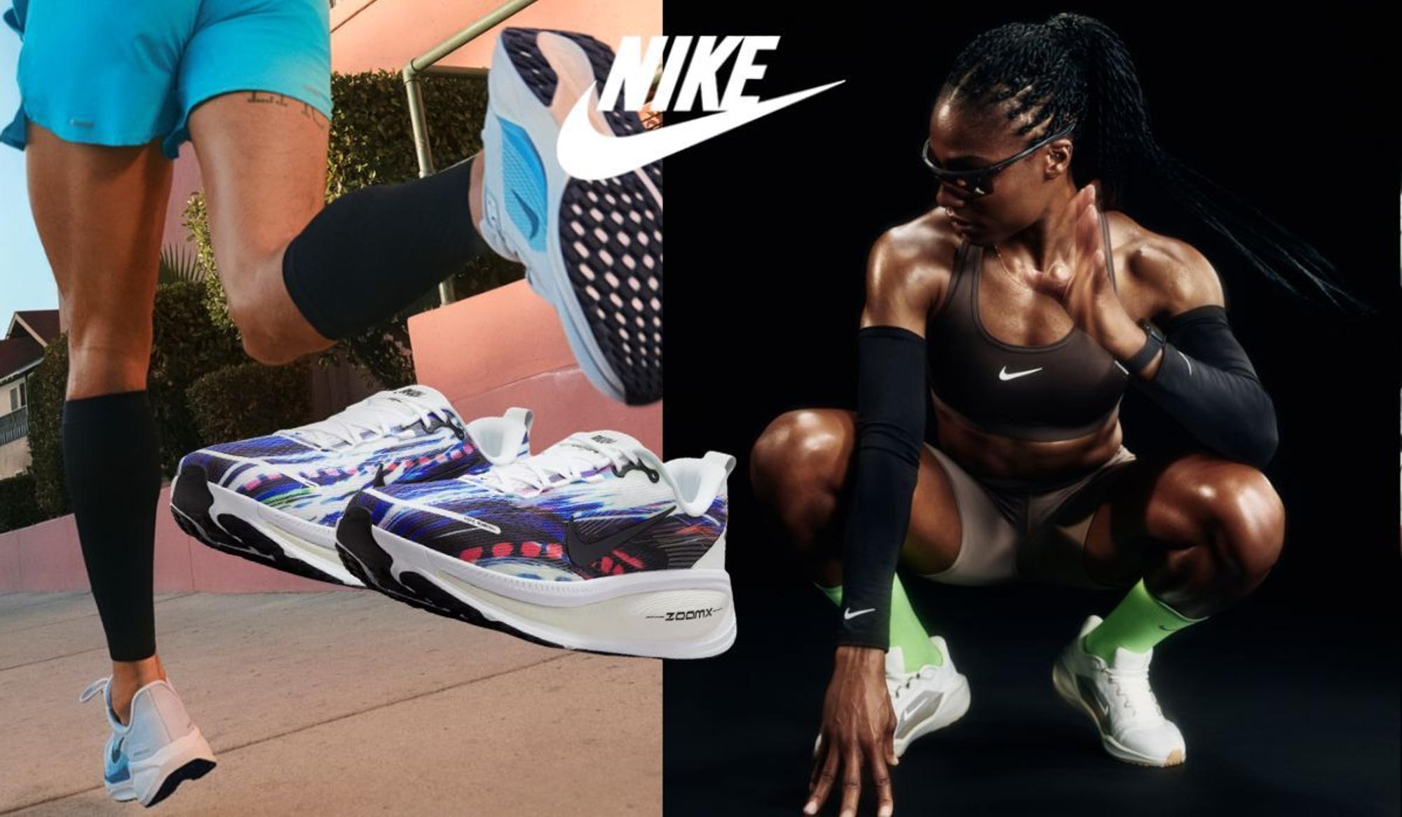 Mehrere Sportler mit Nike Sportkleidung und Nike Laufschuhen.
