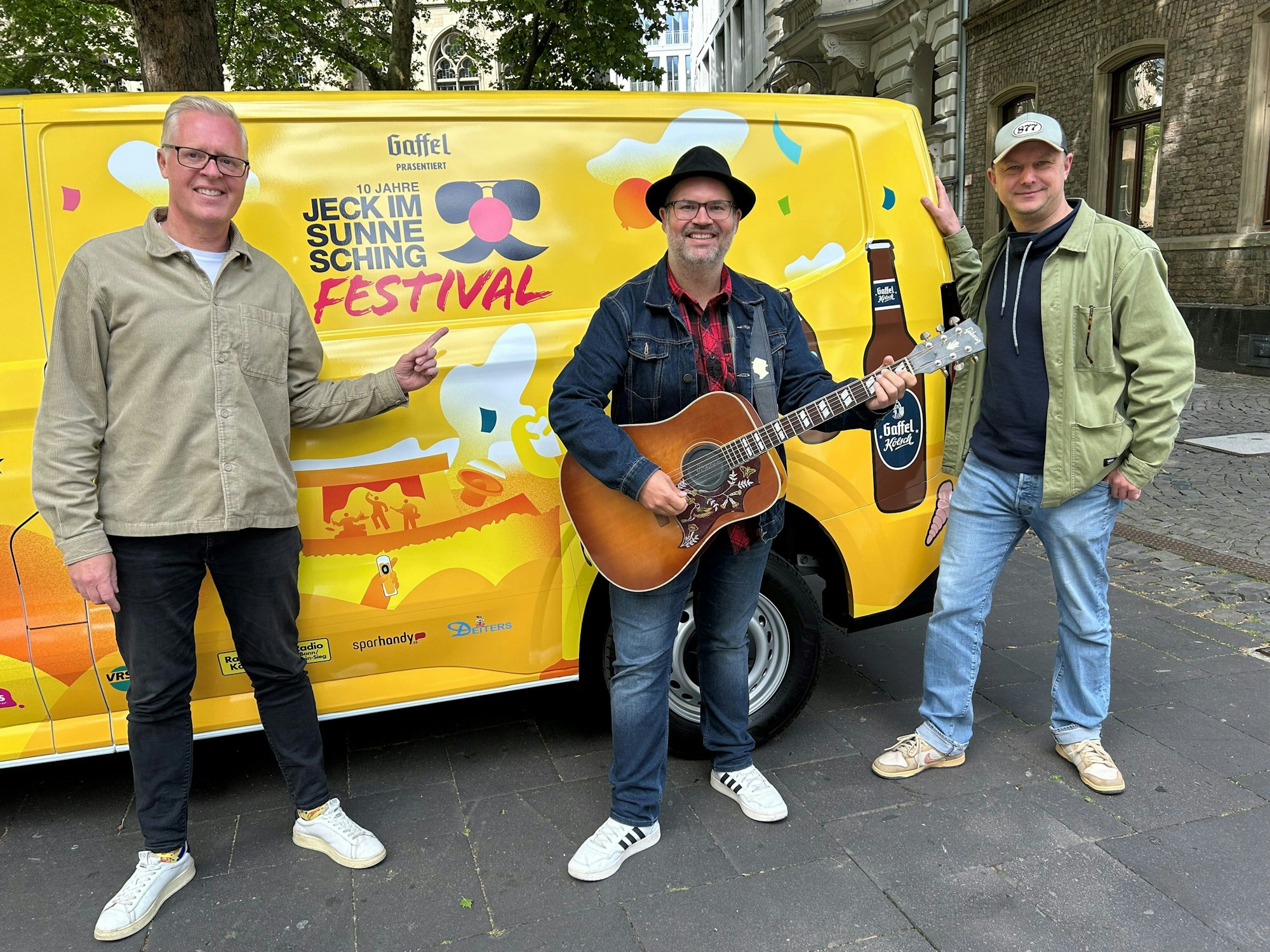 Thomas Deloy, Björn Heuser und Jochen Gasser von „Jeck im Sunnesching“.