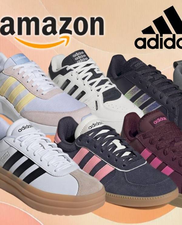 Auf dem Bild sind unterschiedliche Versionen und Modelle von adidas Sneakern zu sehen.