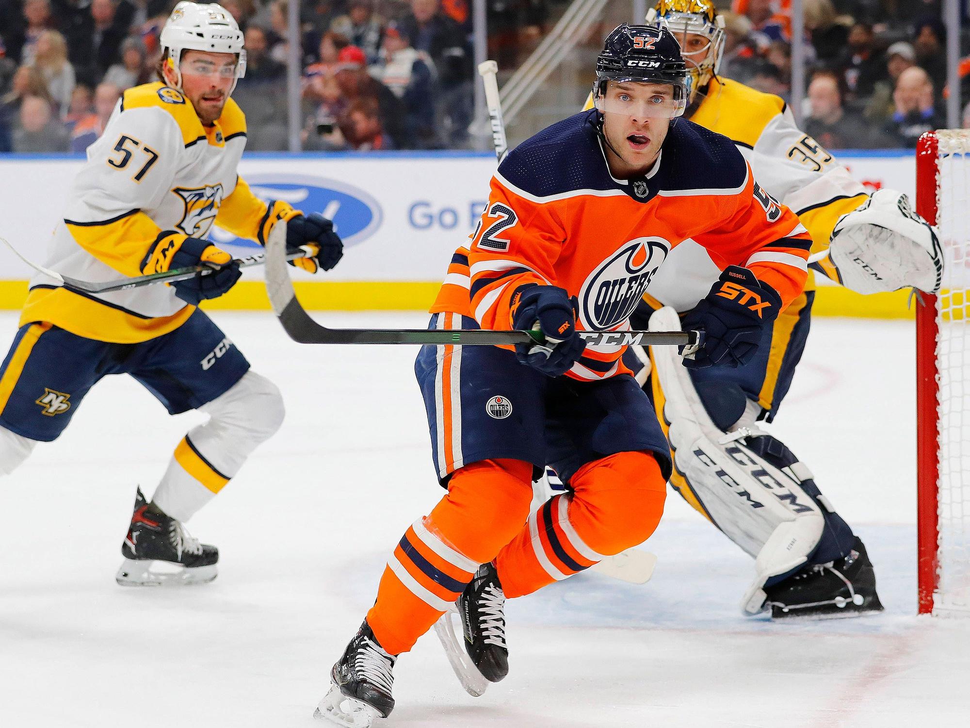 Patrick Russell für die Edmonton Oilers im Einsatz.