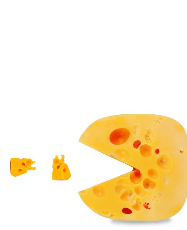Pacman-Spiel aus Käse