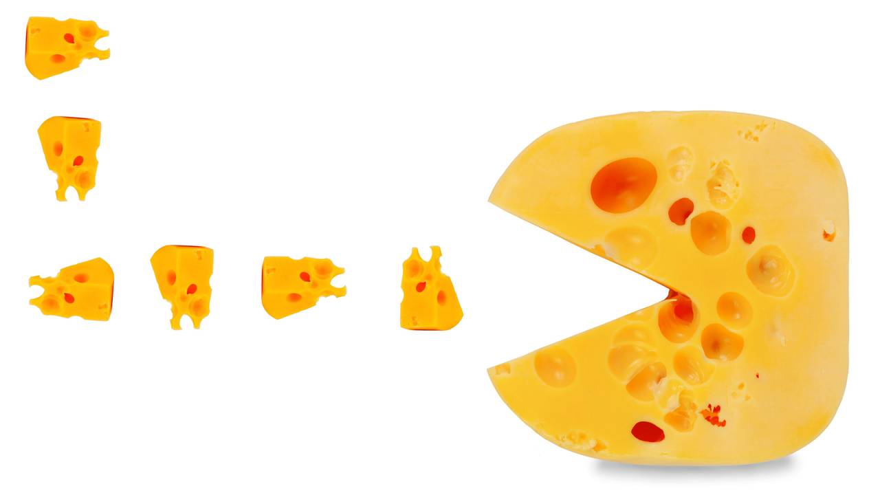 Pacman-Spiel aus Käse