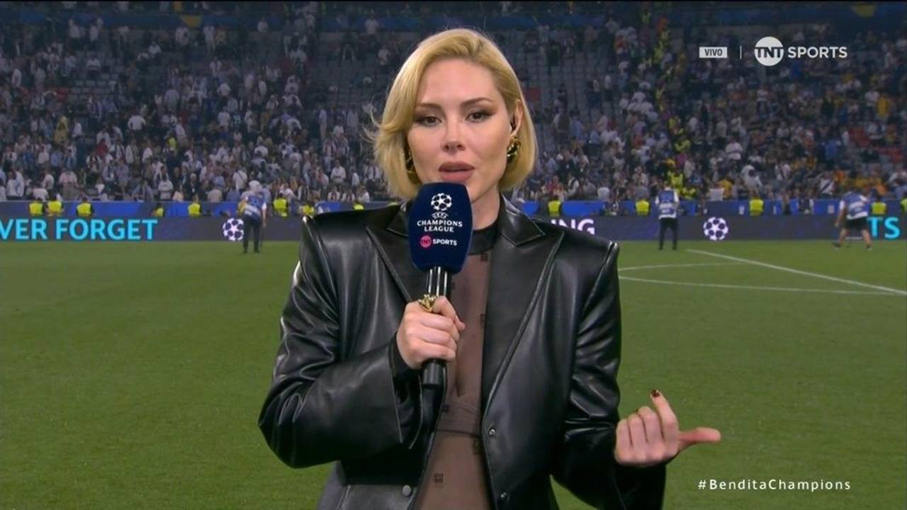 Miroslava Montemayor bei den Vorberichten zur Champions League in München.
