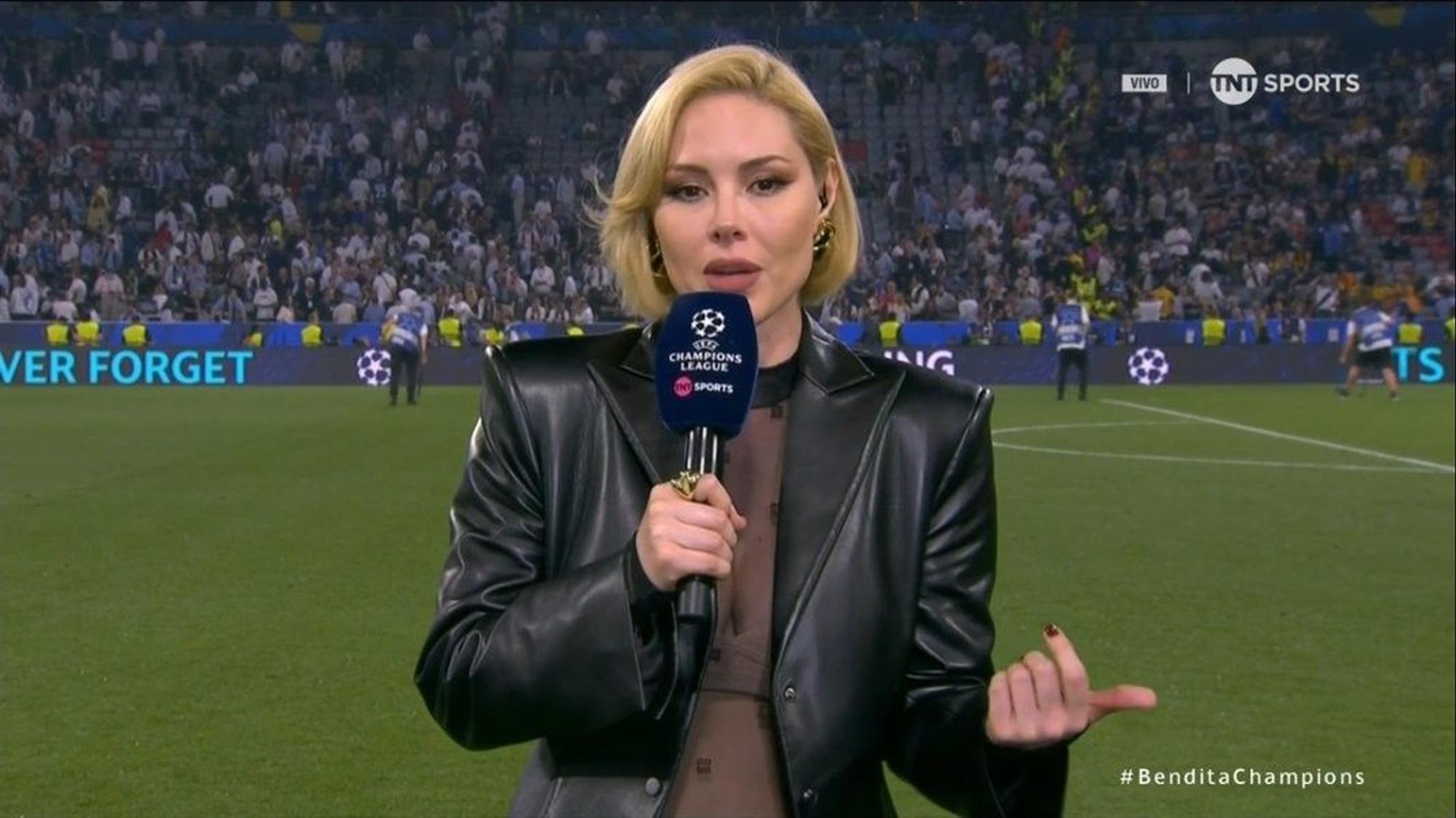Miroslava Montemayor bei den Vorberichten zur Champions League in München.