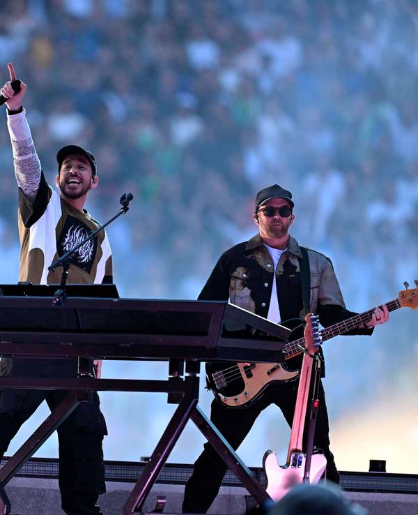 Die amerikanische Band Linkin Park am Samstag (31. Mai 2025) beim Finale der Champions League in München.