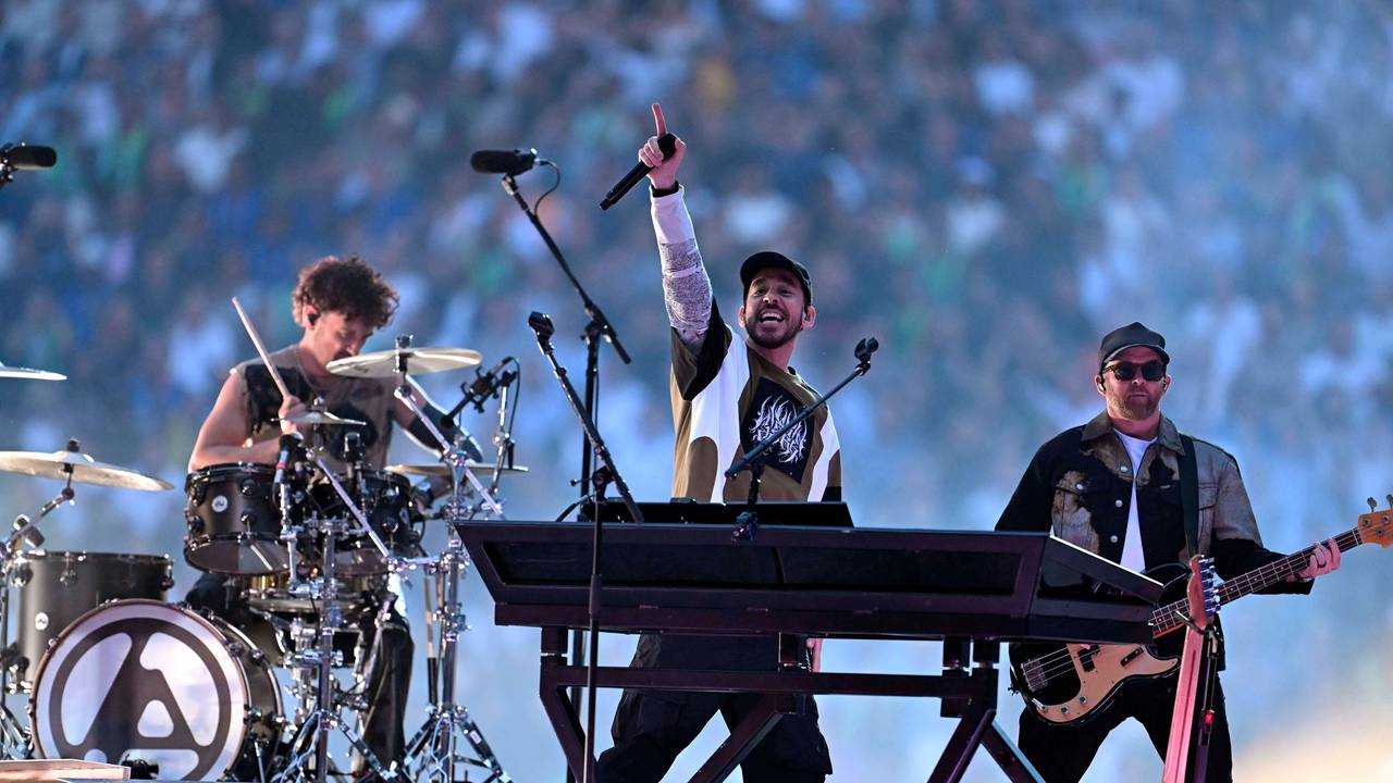 Die amerikanische Band Linkin Park am Samstag (31. Mai 2025) beim Finale der Champions League in München.
