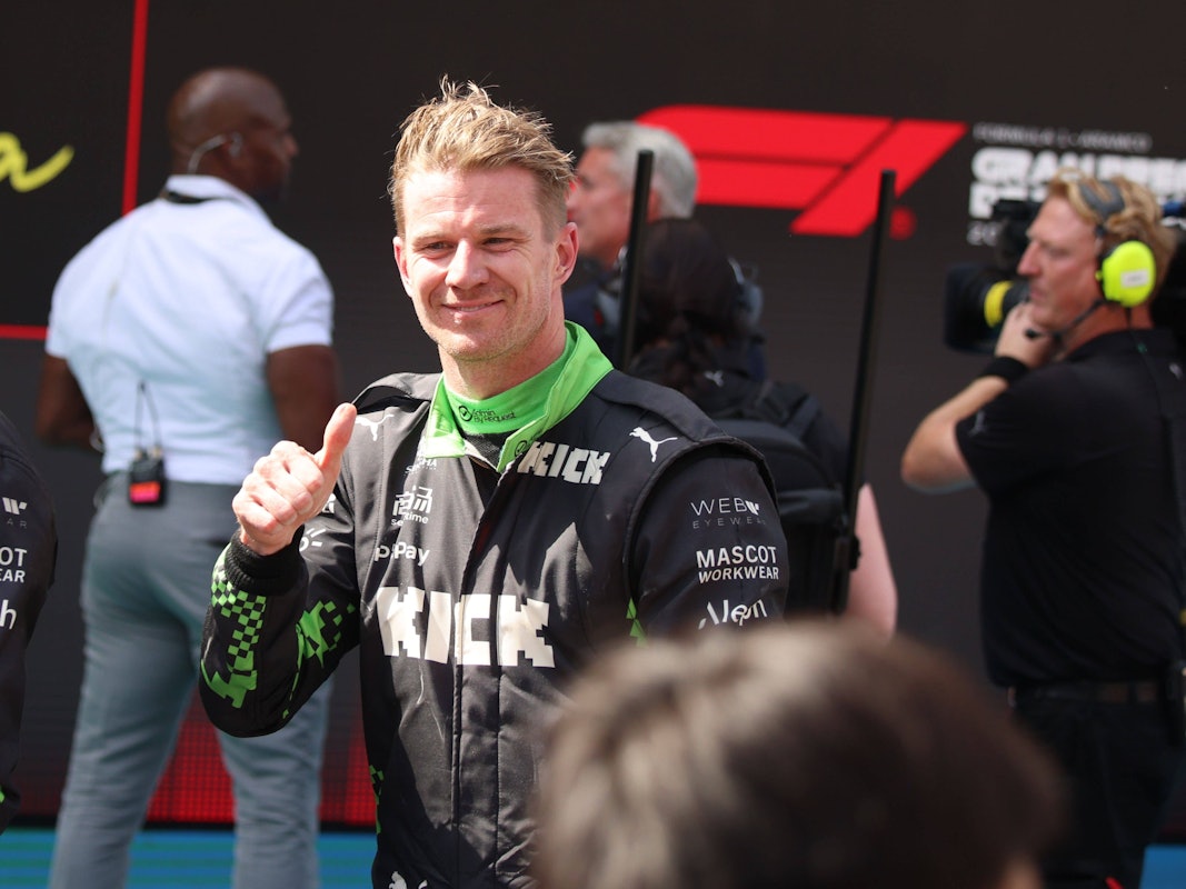 Nico Hülkenberg freut sich beim Barcelona-Rennen der Formel 1 über seinen starken Auftritt.