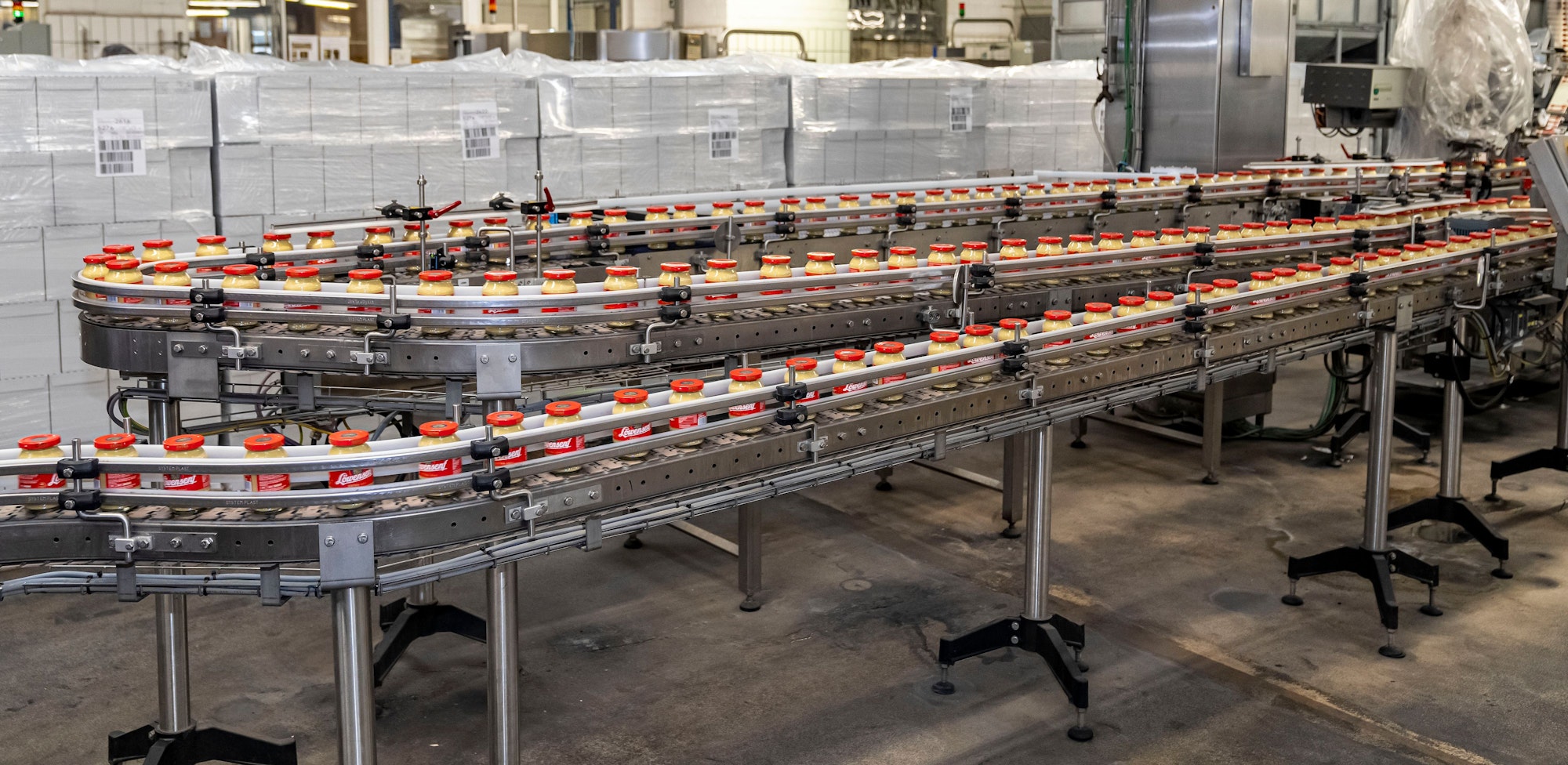 Blick in das Düsseldorfer Werk zum Löwensenf (2023); Nur noch wenige Monate lang kommt der Senf aus der Landeshauptstadt.