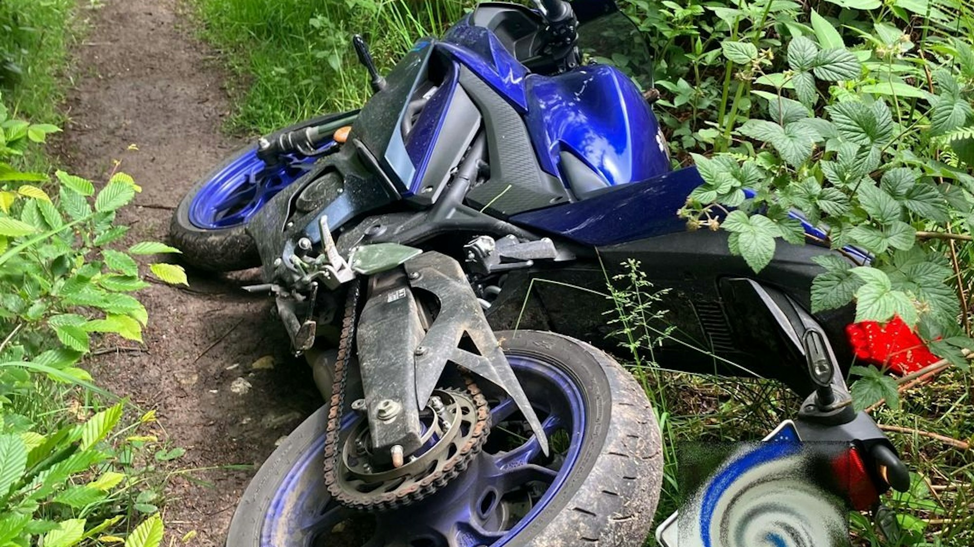 Polizeieinsatz in Wermelskirchen: Ein Fahrer flüchtete mit diesem gestohlenen Yamaha-Motorrad vor Polizisten