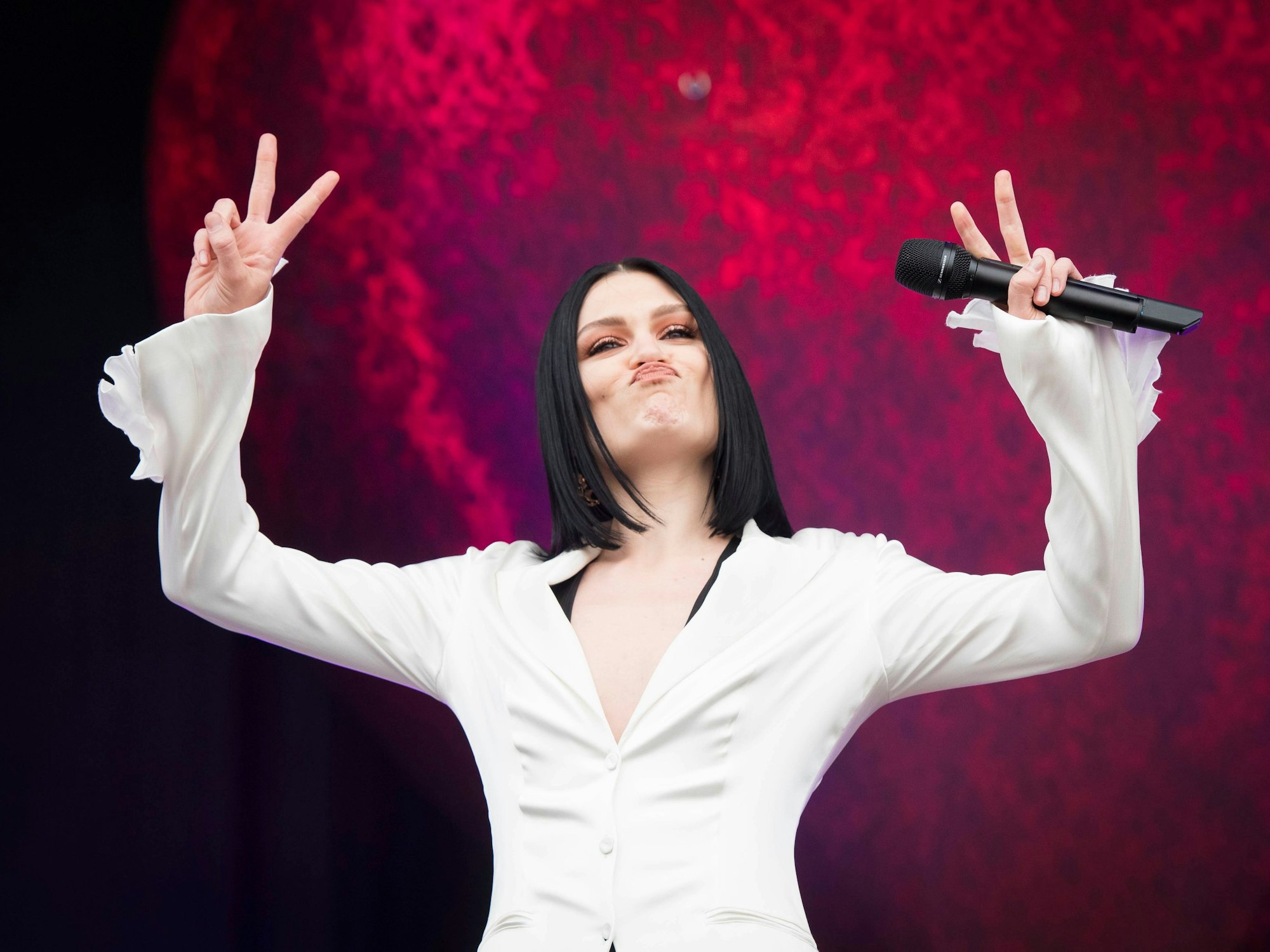 Die Sängerin Jessie J 2018 beim „Isle of Wight Festival“ in Newport