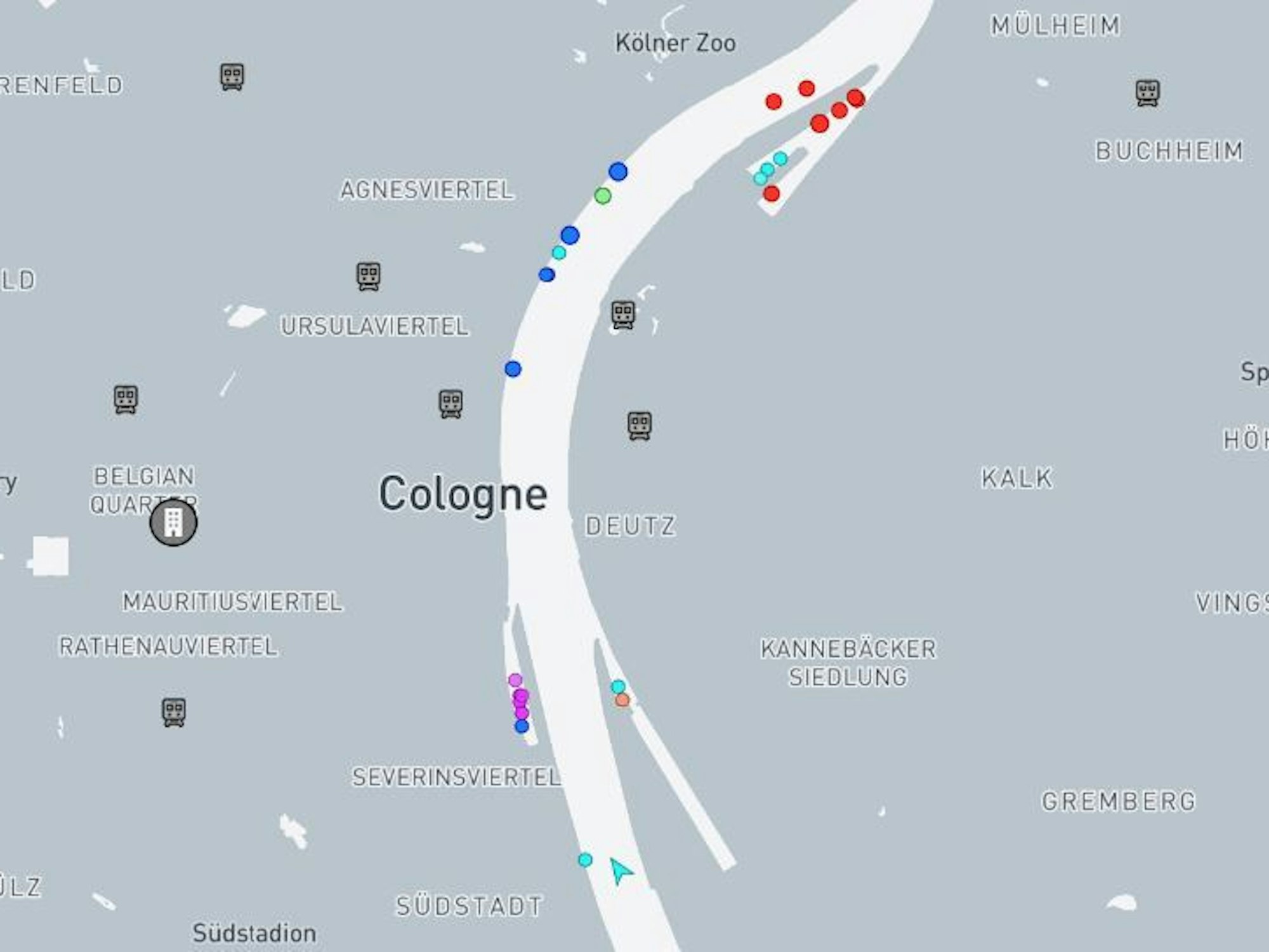 Eine Karte mit bunten Punkten.