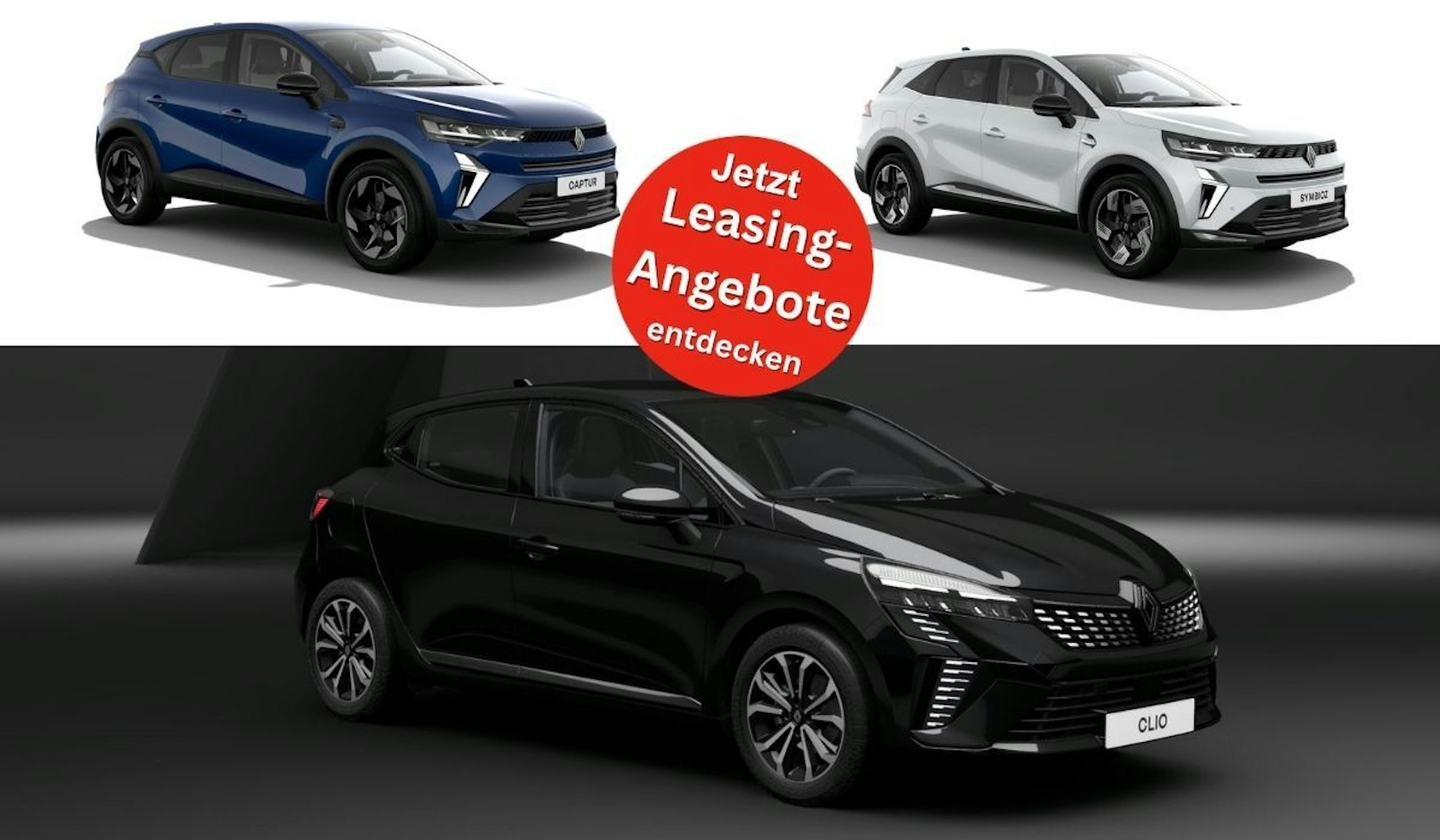 Bilder der Renault Fahrzeugmodelle Clio, Captur und Symbioz