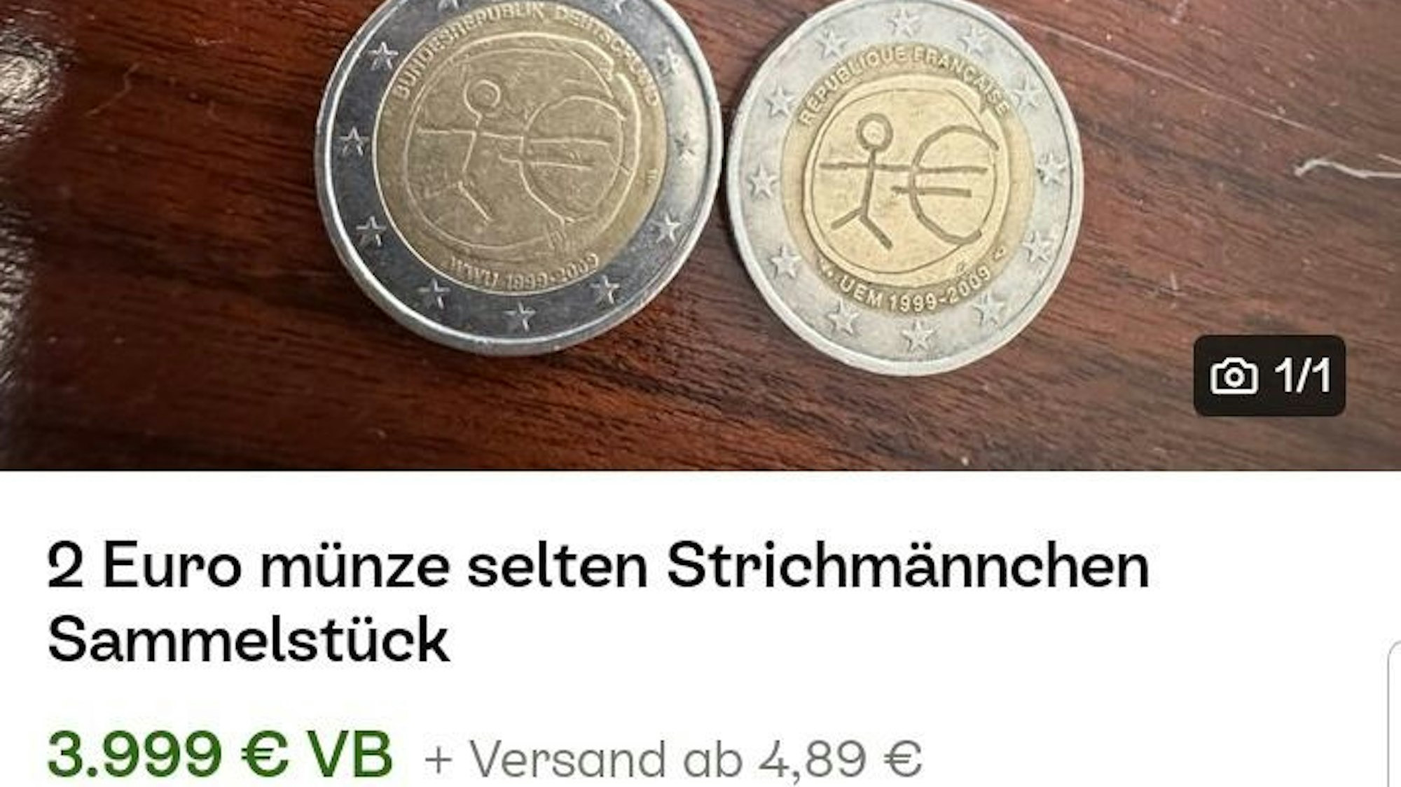 Zwei Euromünzen mit Strichmännchen