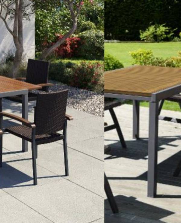 Auf dem Bild sind Gartenmöbel aus Geflecht zu sehen.
