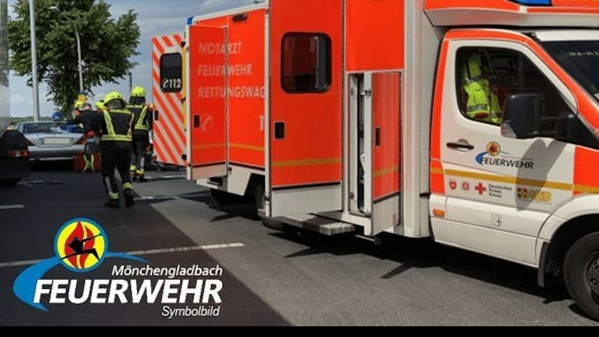 Logo der Feuerwehr Mönchengladbach zum Rettungsdienst-Einsatz nach einem Verkehrsunfall in Mönchengladbach-Hockstein.