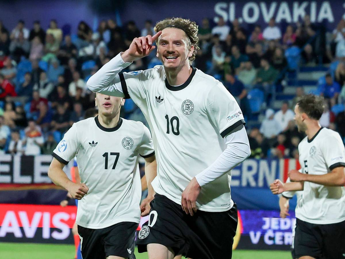 Nick Woltemade bejubelt seinen Treffer beim U21-Sieg der deutschen Mannschaft gegen Slowenien.