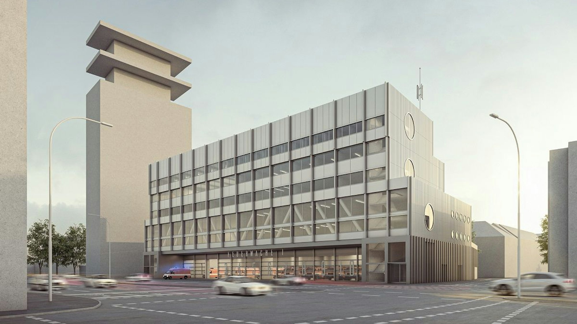 Ein Plan zeigt die neue Feuerwache.