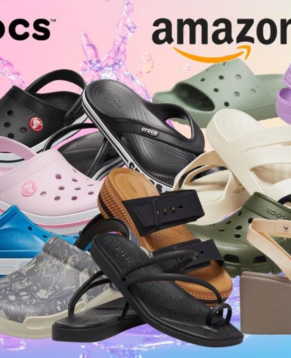 Auf dem Bild sind viele Modelle der Marke Crocs zu sehen.
