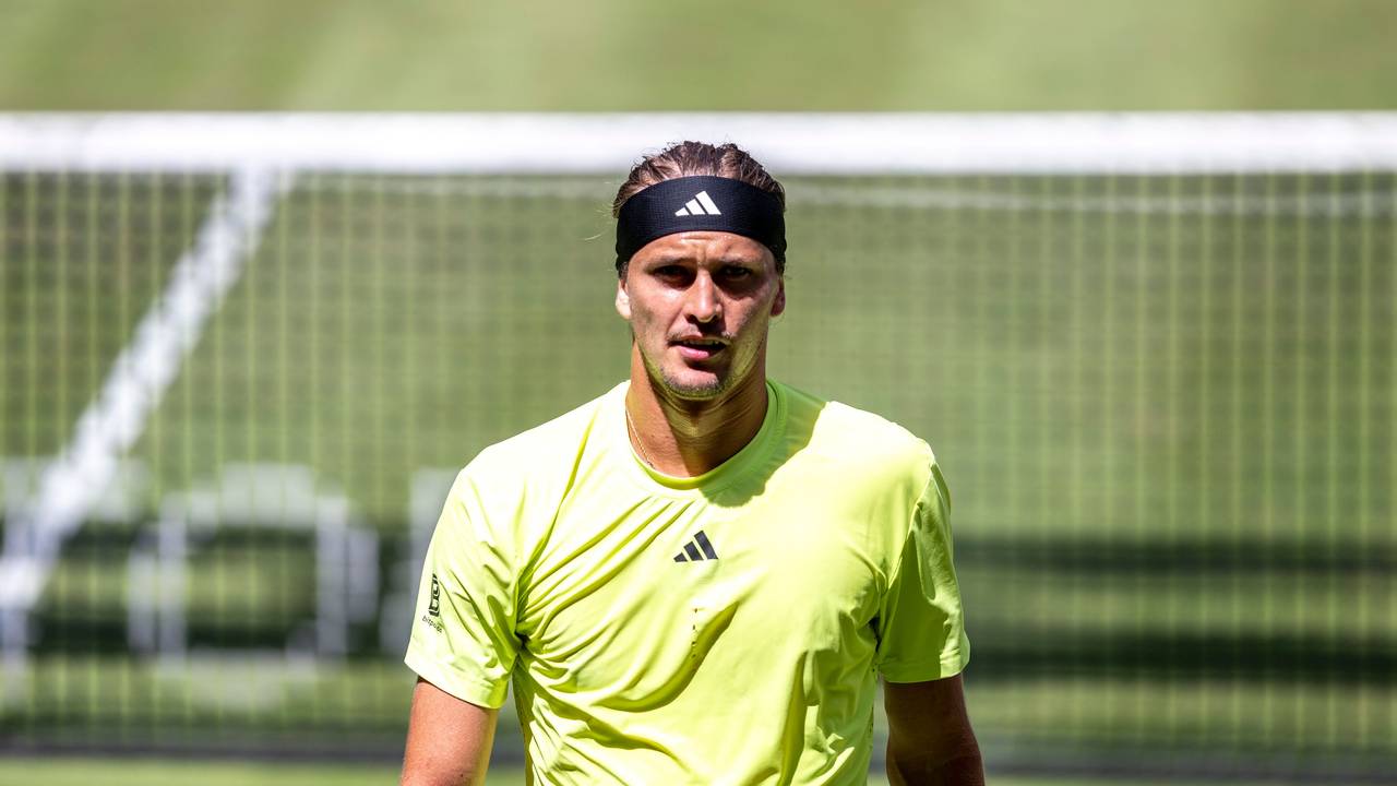 Alexander Zverev am Mittwoch (18. Juni 2025) beim ATP-Turnier in Halle.