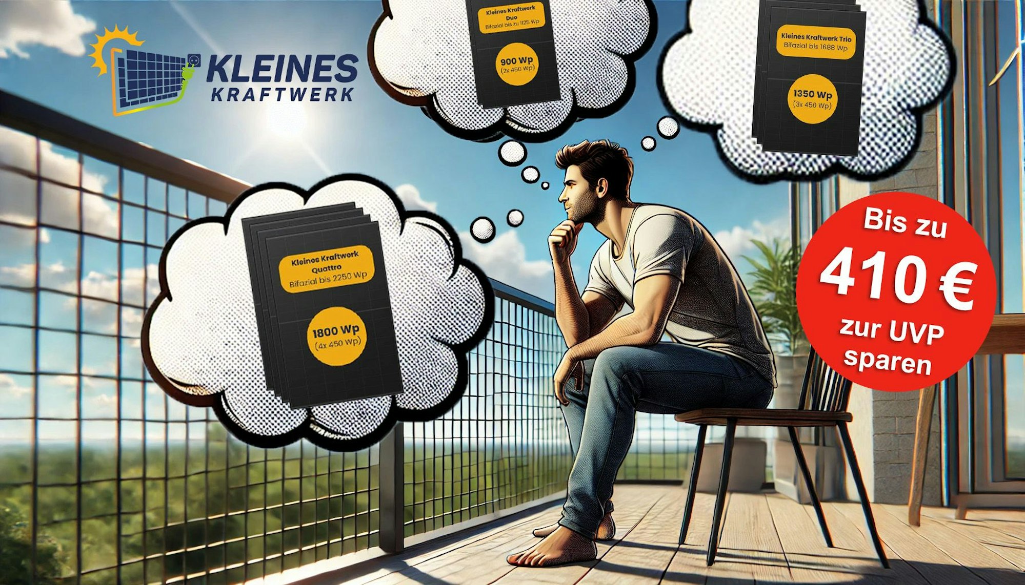 Balkonkraftwerke von Kleines Kraftwerk Duo, Trio, oder Quattro am Gitterbalkon