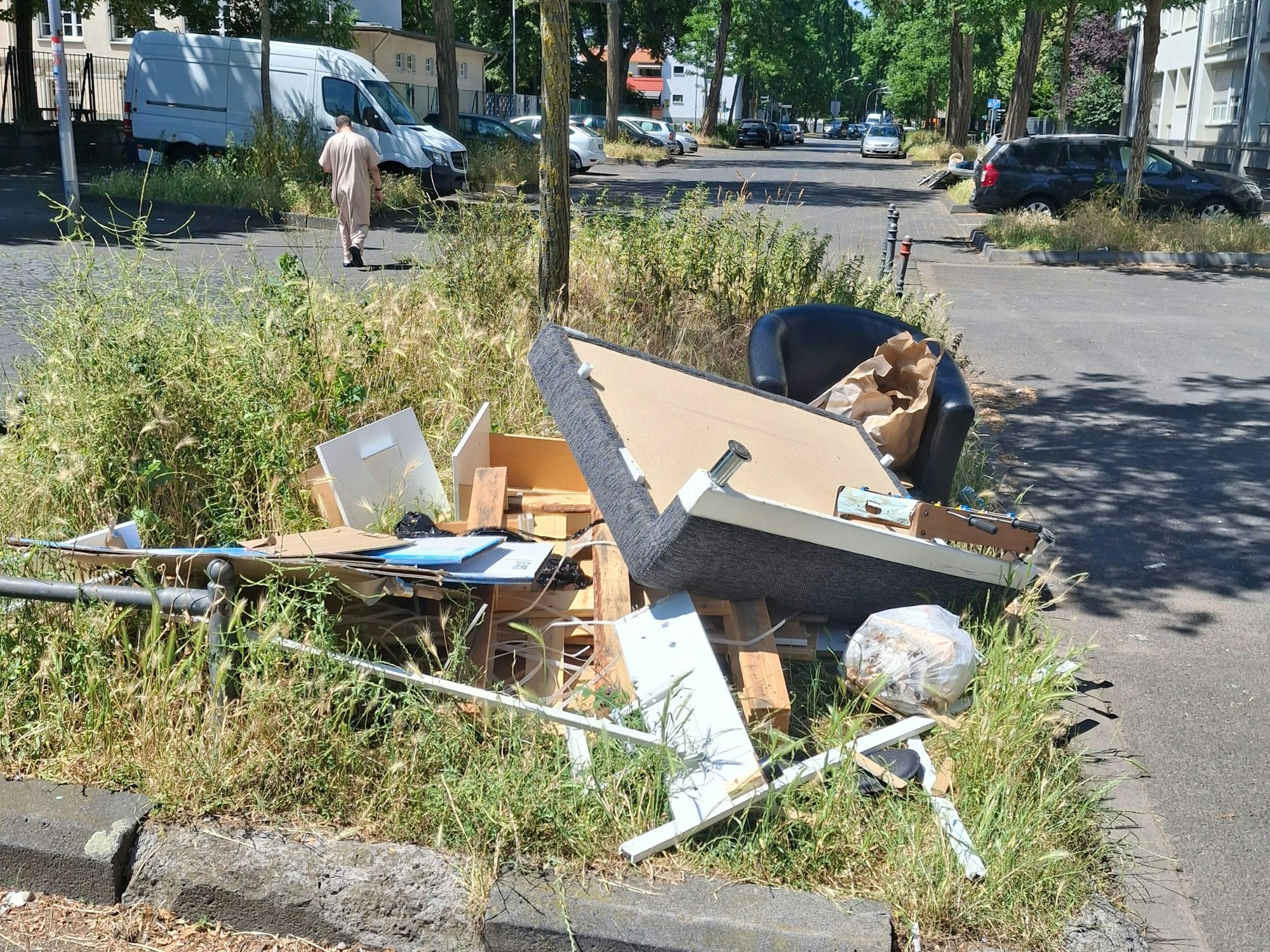 Sperrmüll liegt am Straßenrand.