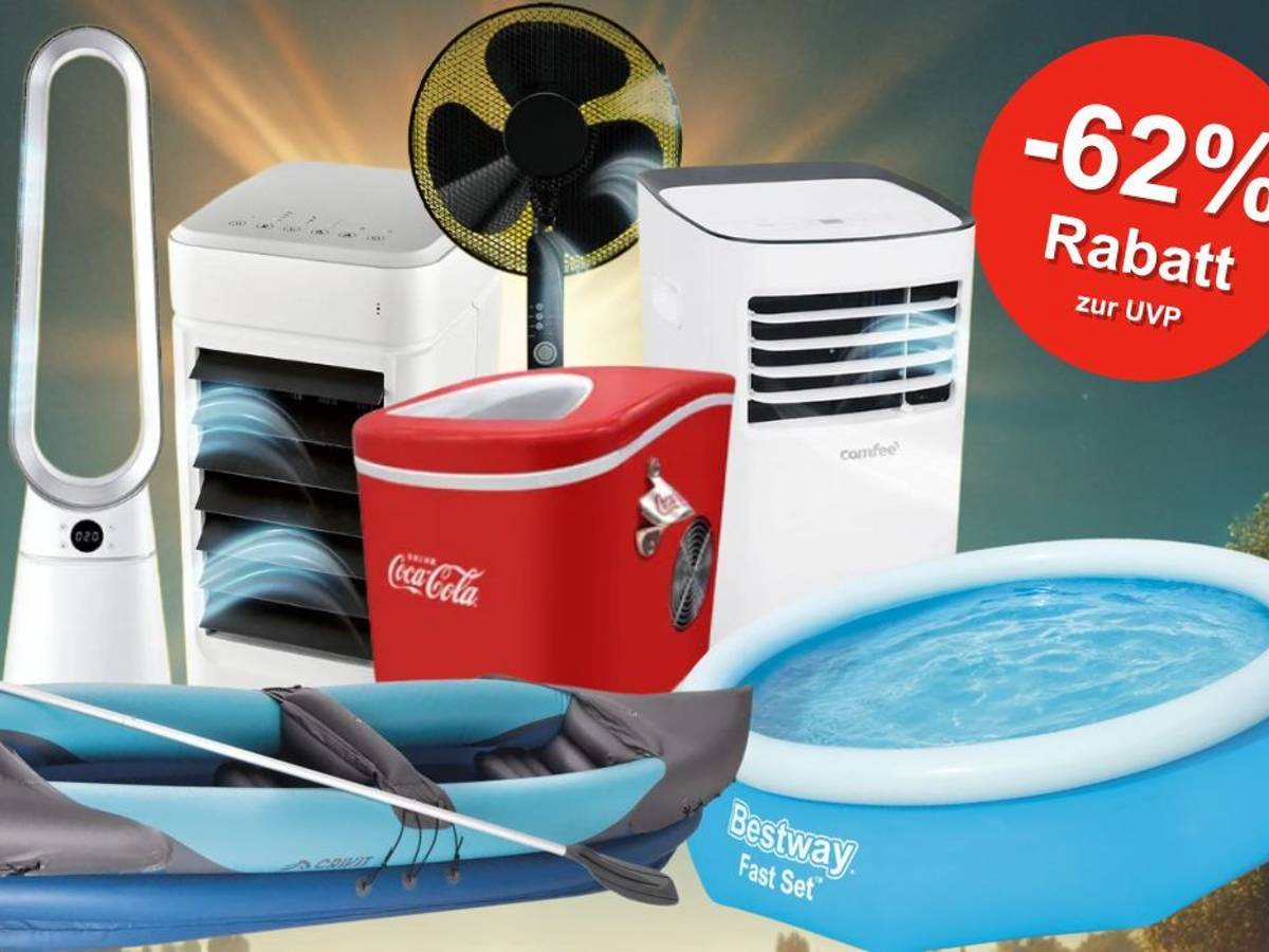 Auf dem Bild sind Ventilatoren, Klimageräte u.v.m. zu sehen.