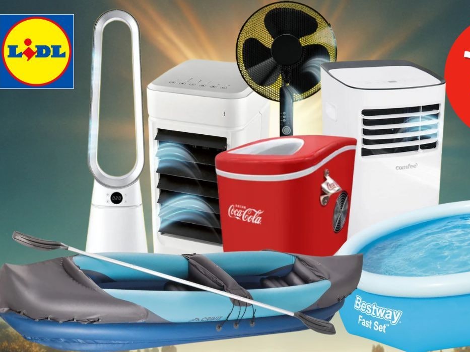 Auf dem Bild sind Ventilatoren, Klimageräte u.v.m. zu sehen.