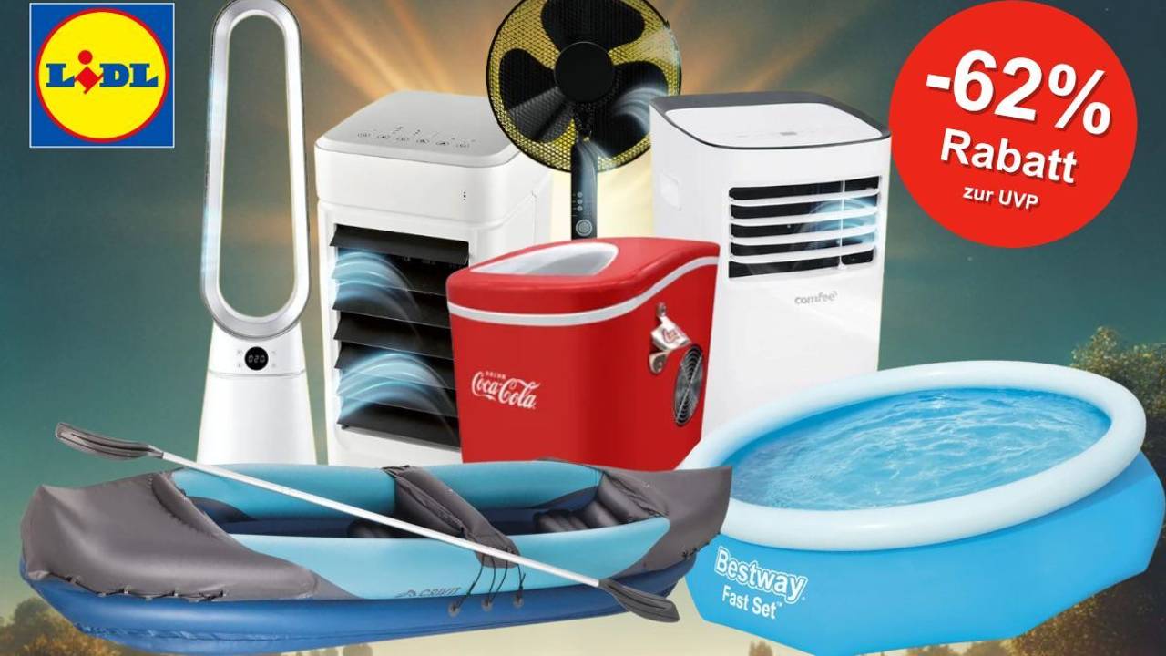 Auf dem Bild sind Ventilatoren, Klimageräte u.v.m. zu sehen.
